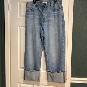 Blue Denim Mango Cropped Jeans Size 14
